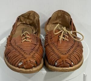 Mexican Huarache Sandals Woven Leather Lace Up Boho Lizbet Brown Women’s 8 Shoes